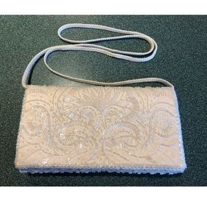VINTAGE La Regale Ivory crystal beaded bag, boxed